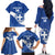 Custom Greece Football Family Matching Off The Shoulder Long Sleeve Dress and Hawaiian Shirt Ethniki Elladas - Blue Version - Wonder Print Shop