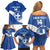 Custom Greece Football Family Matching Off Shoulder Short Dress and Hawaiian Shirt Ethniki Elladas - Blue Version - Wonder Print Shop