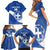 Custom Greece Football Family Matching Short Sleeve Bodycon Dress and Hawaiian Shirt Ethniki Elladas - Blue Version - Wonder Print Shop