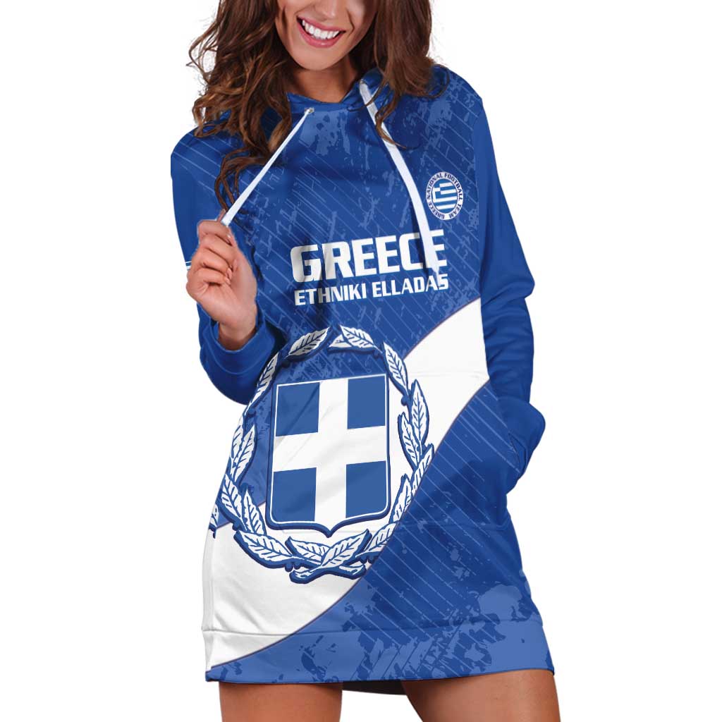 Custom Greece Football Hoodie Dress Ethniki Elladas - Blue Version - Wonder Print Shop