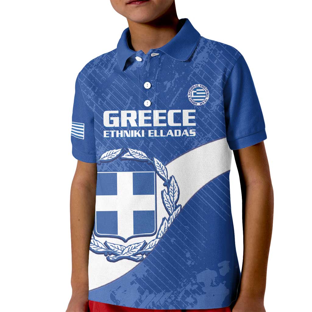 Custom Greece Football Kid Polo Shirt Ethniki Elladas - Blue Version - Wonder Print Shop