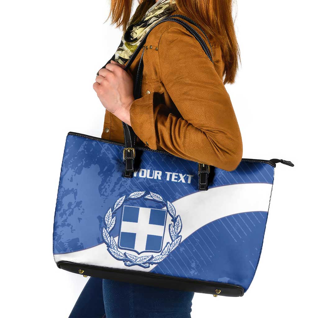 Custom Greece Football Leather Tote Bag Ethniki Elladas - Blue Version - Wonder Print Shop