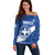 Custom Greece Football Off Shoulder Sweater Ethniki Elladas - Blue Version - Wonder Print Shop