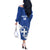 Custom Greece Football Off The Shoulder Long Sleeve Dress Ethniki Elladas - Blue Version - Wonder Print Shop