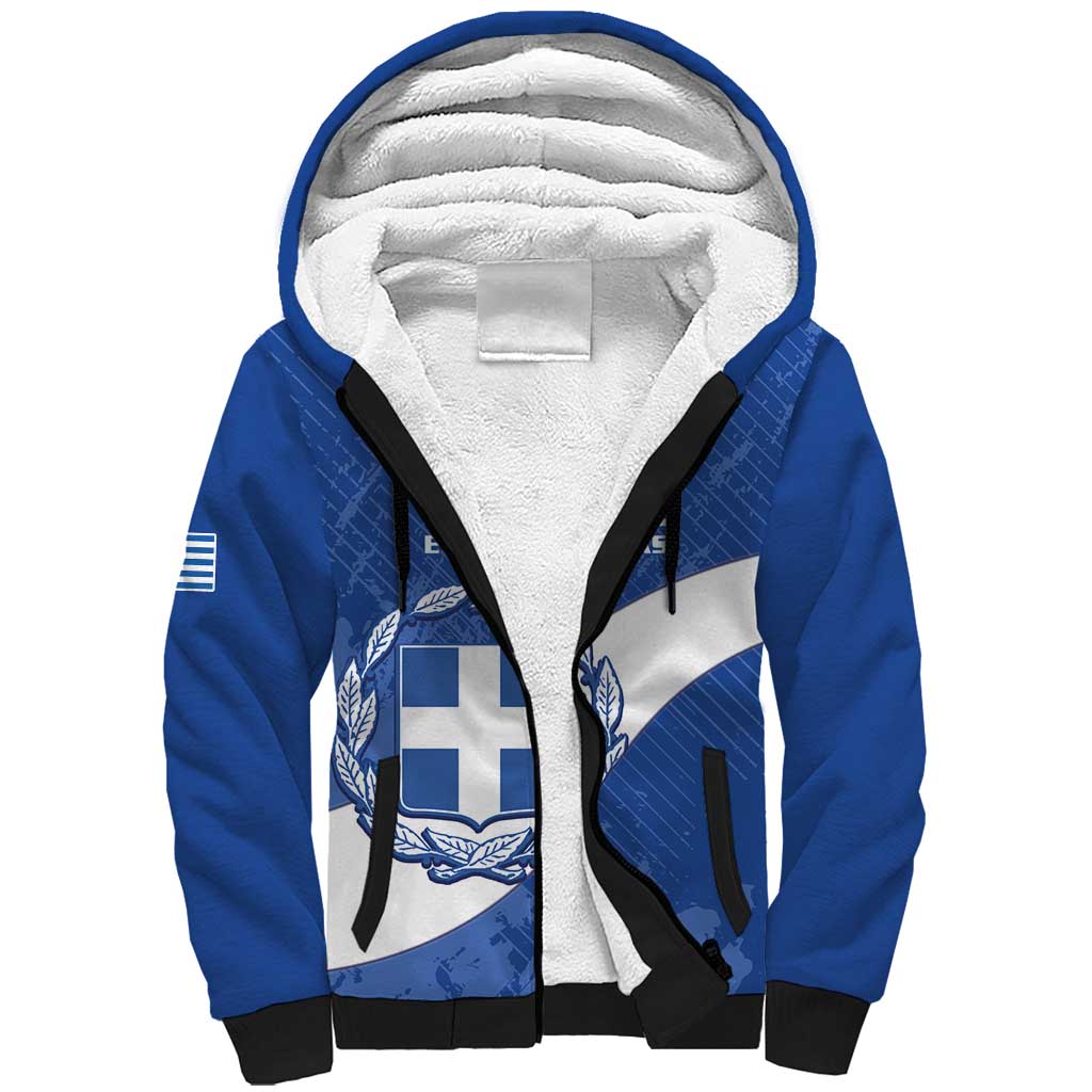 Custom Greece Football Sherpa Hoodie Ethniki Elladas - Blue Version - Wonder Print Shop