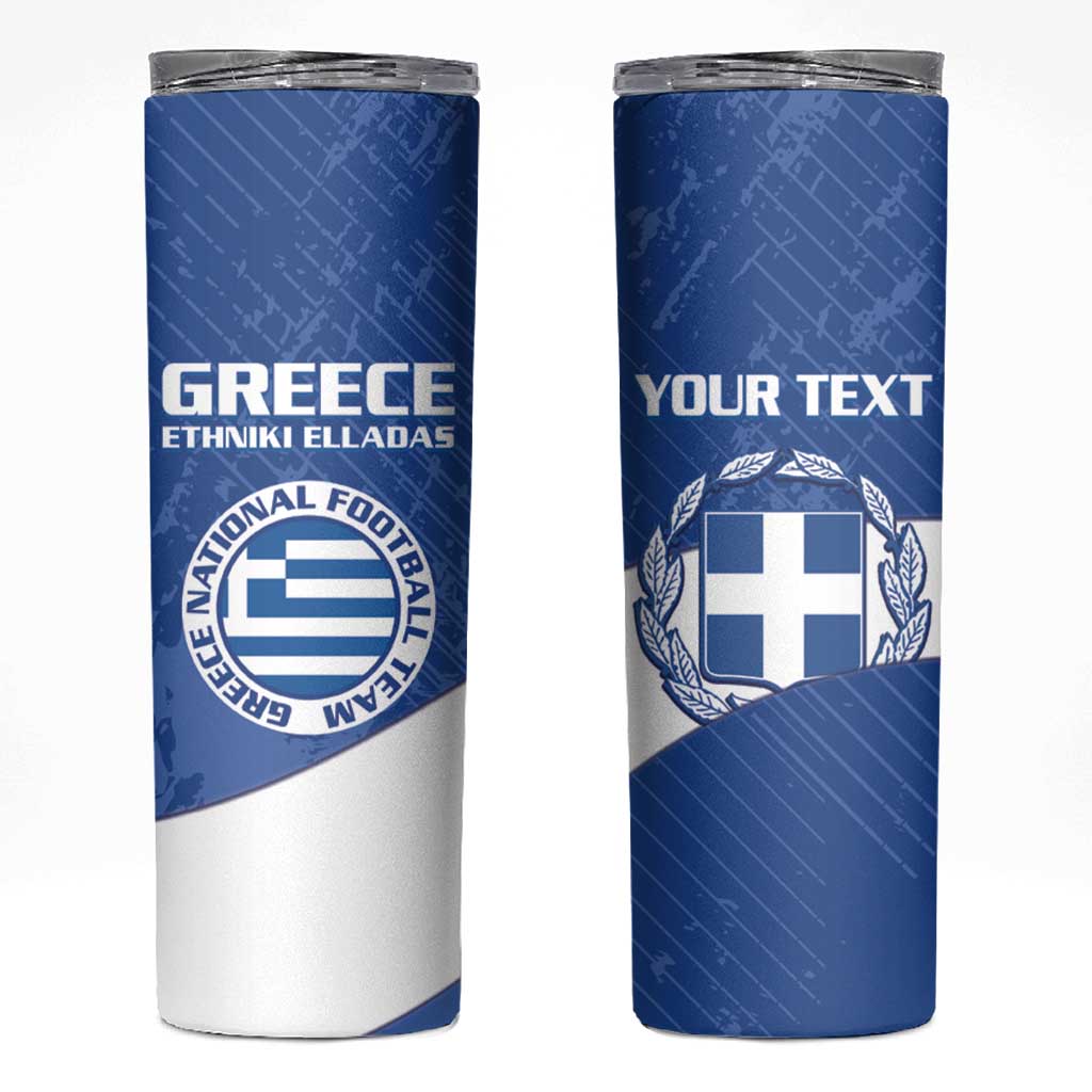 Personalised Greece Football Skinny Tumbler Ethniki Elladas - Blue Version - Wonder Print Shop