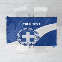 Blue football tablecloth with crest emblem and 'YOUR TEXT' banner