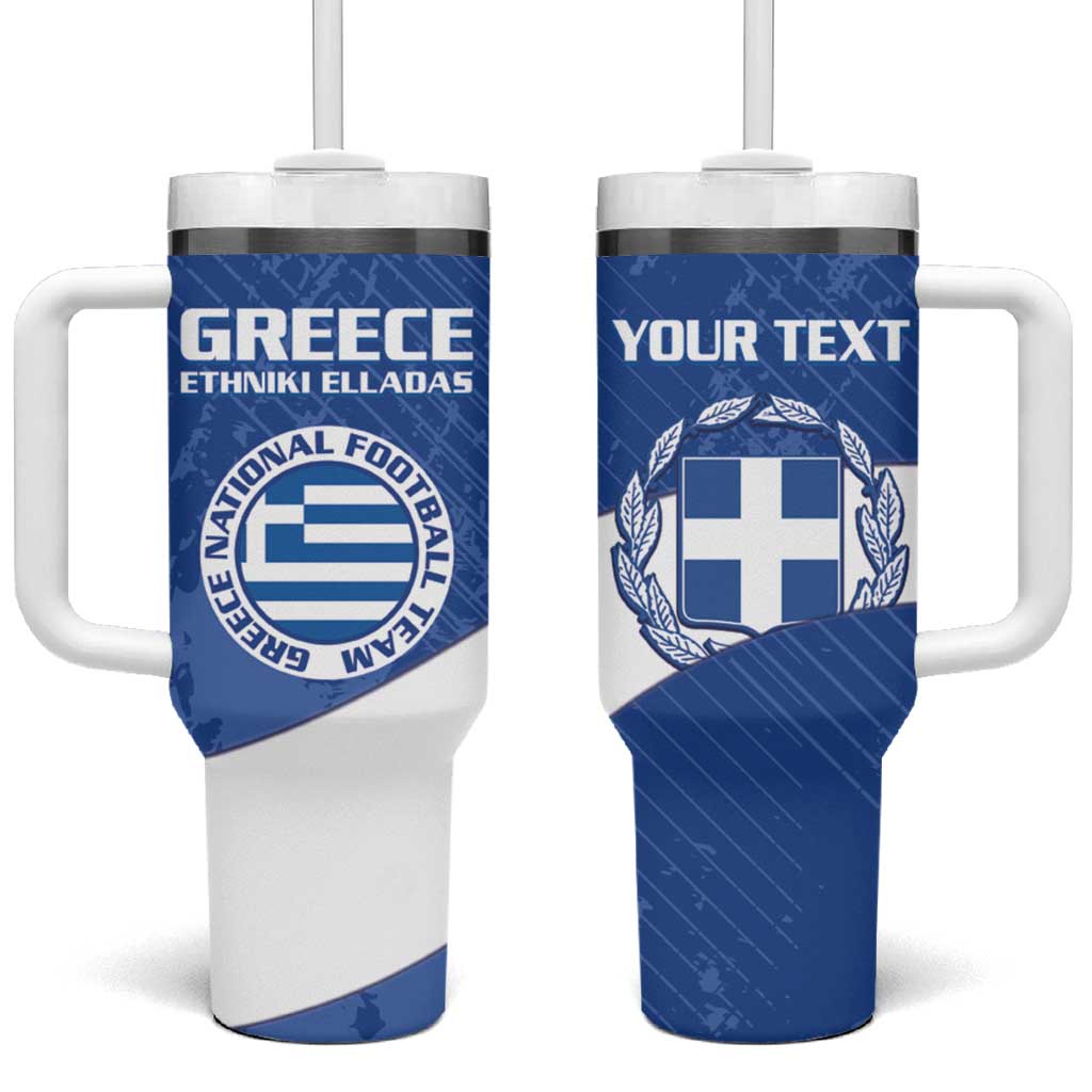 Personalised Greece Football Tumbler With Handle Ethniki Elladas - Blue Version - Wonder Print Shop