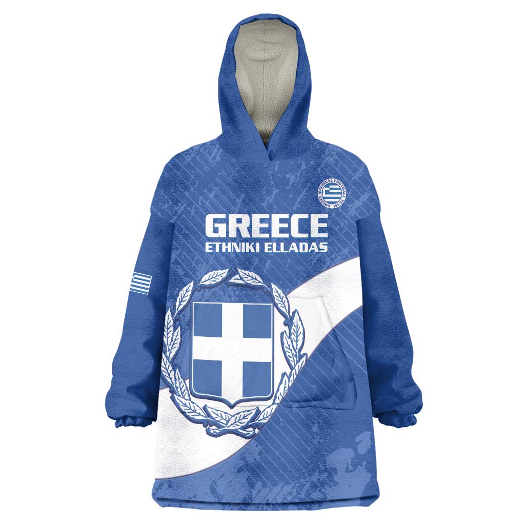 Custom Greece Football Wearable Blanket Hoodie Ethniki Elladas - Blue Version