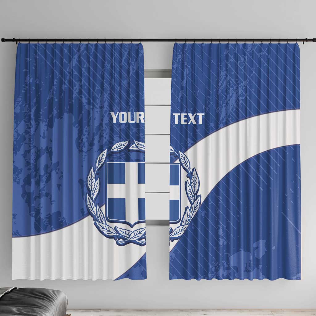 Custom Greece Football Window Curtain Ethniki Elladas - Blue Version - Wonder Print Shop