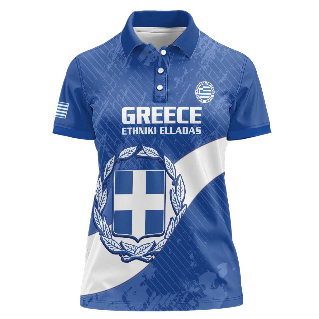 Custom Greece Football Women Polo Shirt Ethniki Elladas - Blue Version - Wonder Print Shop