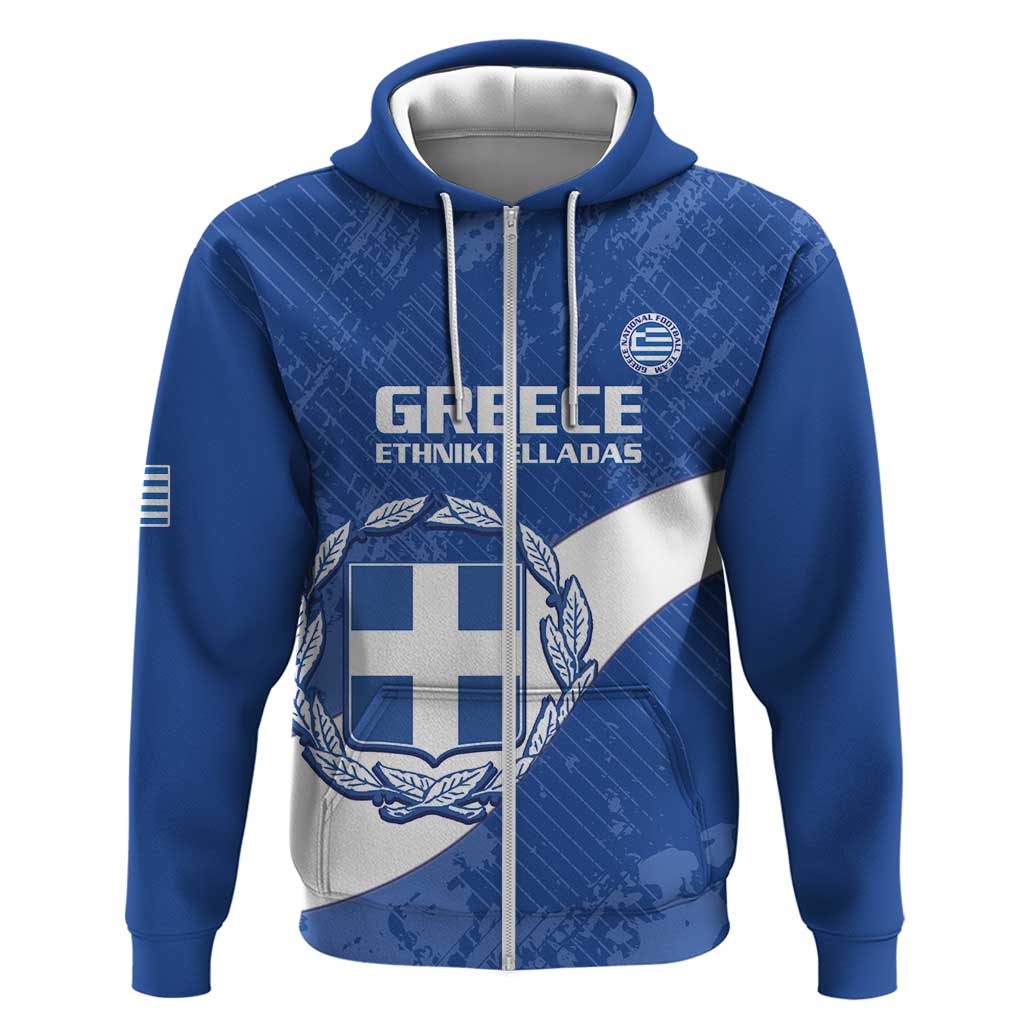 Custom Greece Football Zip Hoodie Ethniki Elladas - Blue Version - Wonder Print Shop