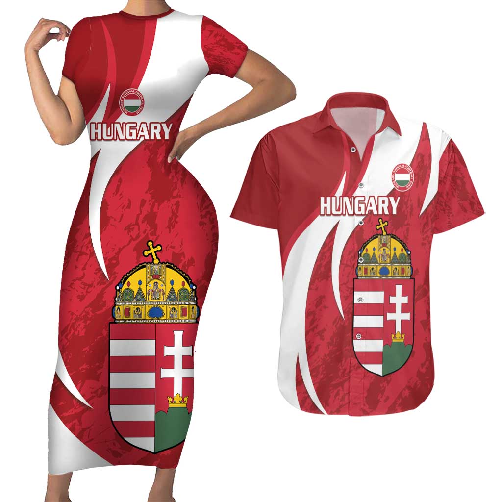 Custom Hungary Football Couples Matching Short Sleeve Bodycon Dress and Hawaiian Shirt Go Magyarok - Curves Style - Wonder Print Shop