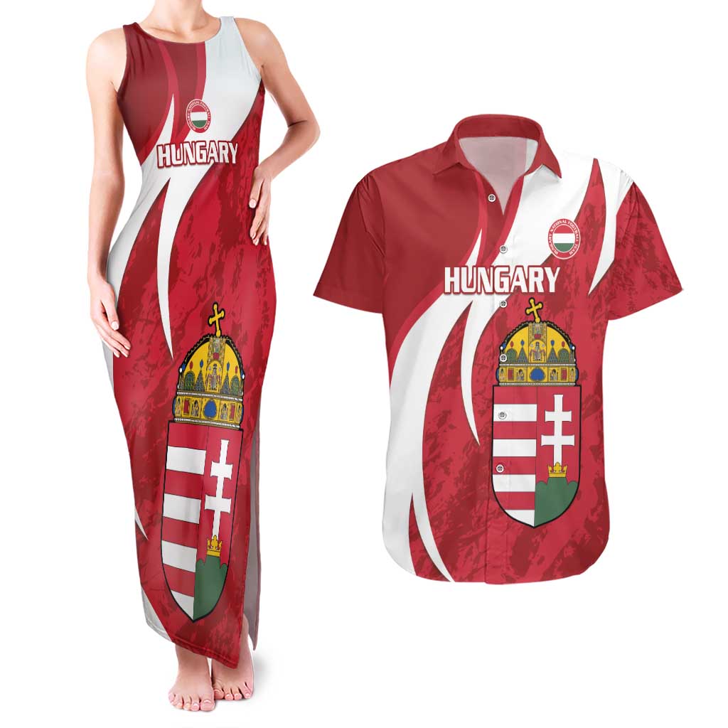 Custom Hungary Football Couples Matching Tank Maxi Dress and Hawaiian Shirt Go Magyarok - Curves Style - Wonder Print Shop