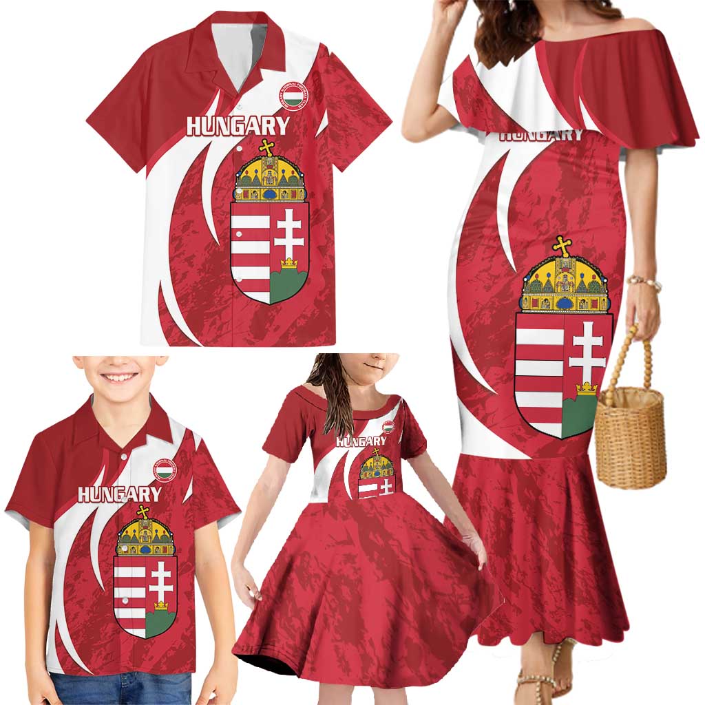 Custom Hungary Football Family Matching Mermaid Dress and Hawaiian Shirt Go Magyarok - Curves Style - Wonder Print Shop