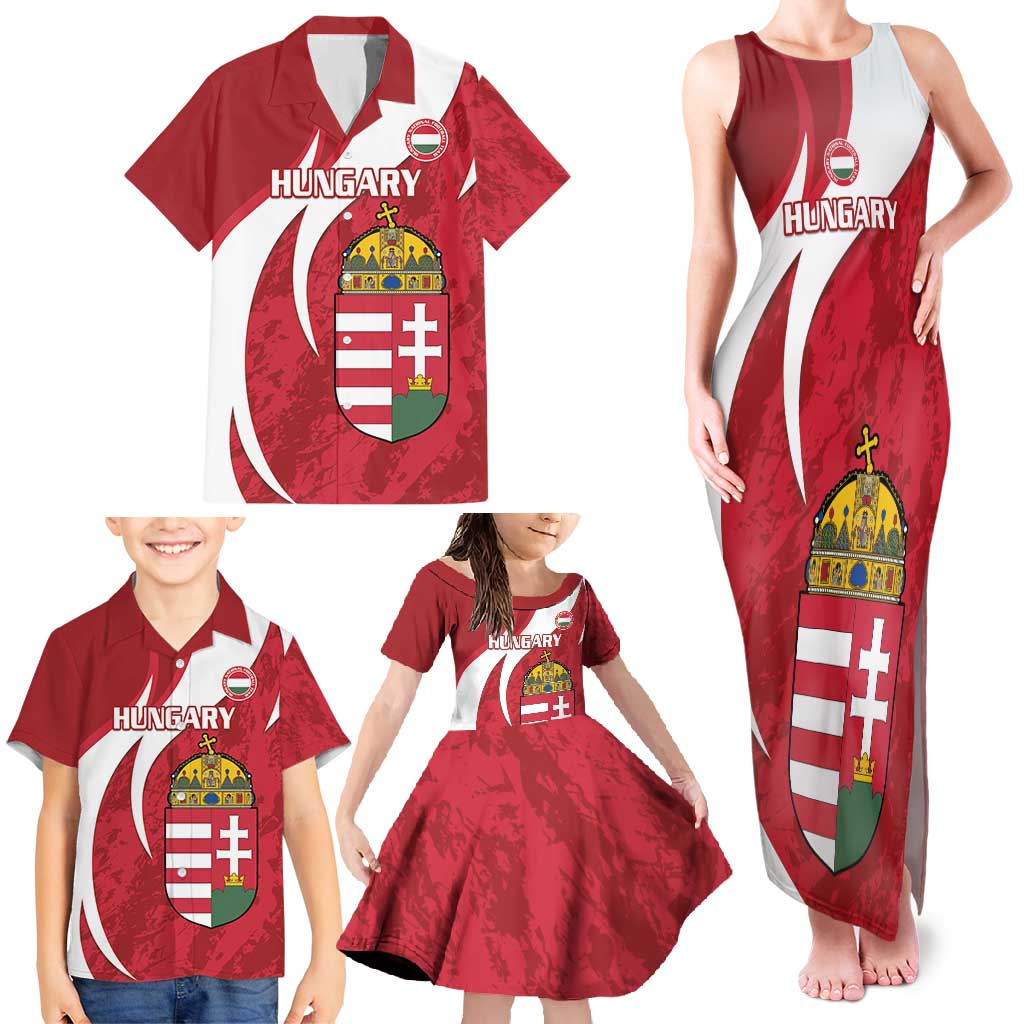 Custom Hungary Football Family Matching Tank Maxi Dress and Hawaiian Shirt Go Magyarok - Curves Style - Wonder Print Shop