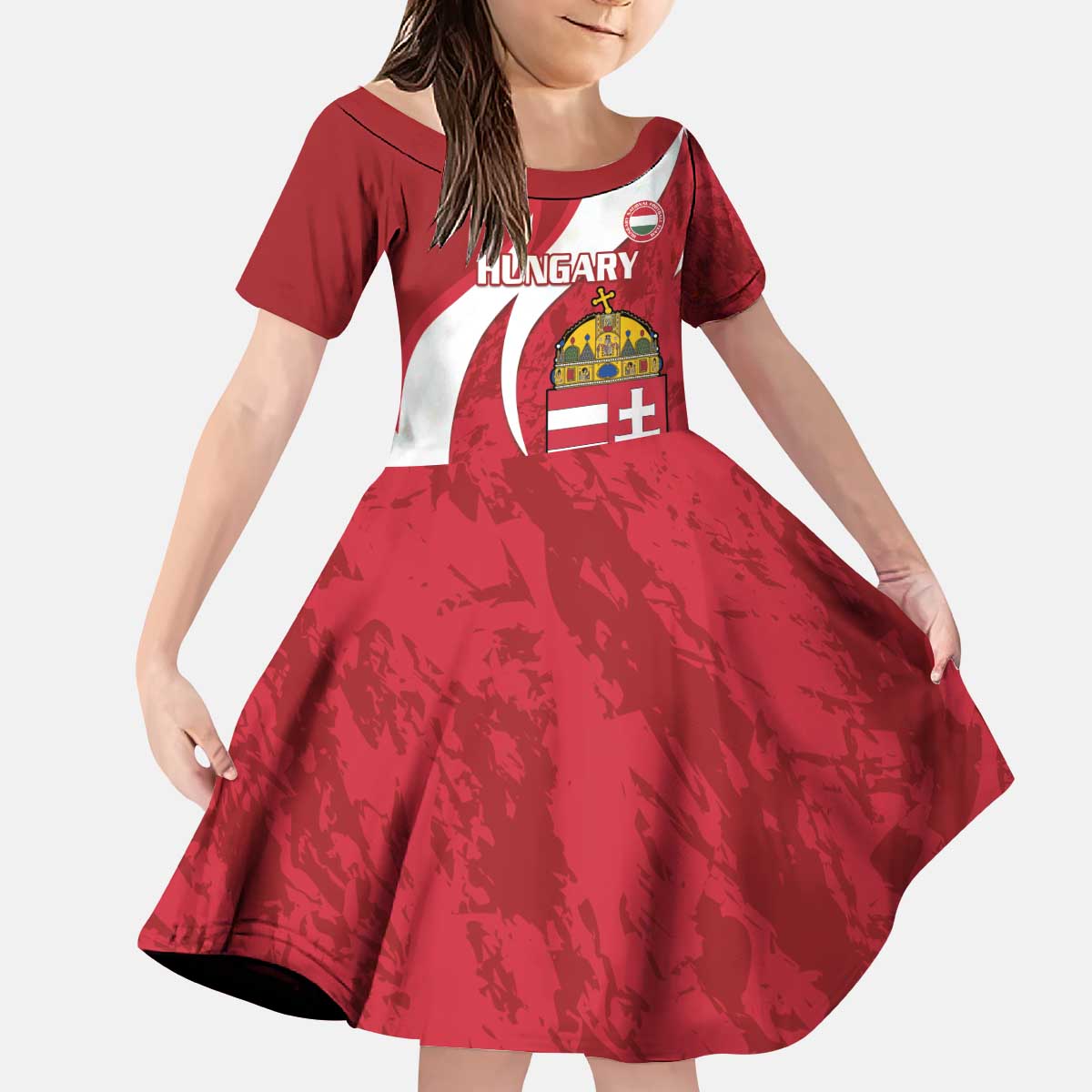 Custom Hungary Football Kid Short Sleeve Dress Go Magyarok - Curves Style - Wonder Print Shop