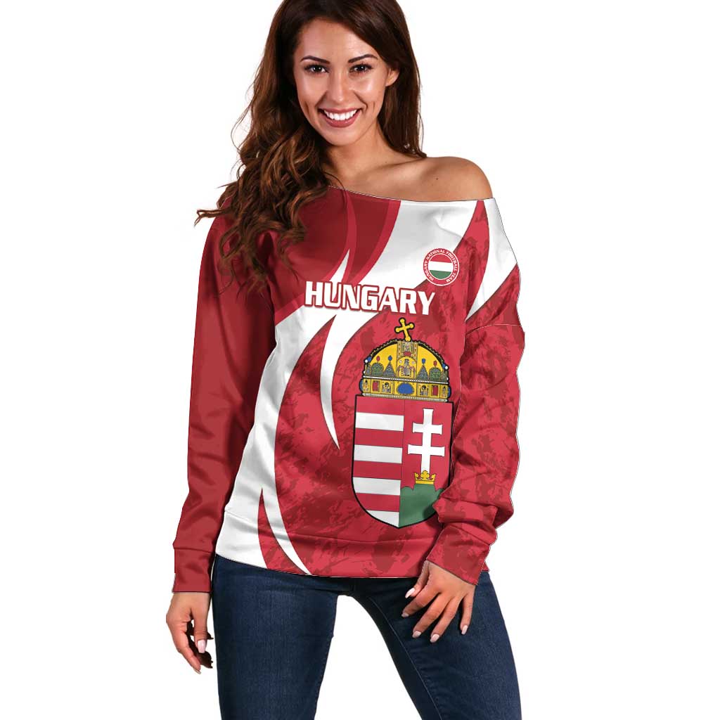 Custom Hungary Football Off Shoulder Sweater Go Magyarok - Curves Style