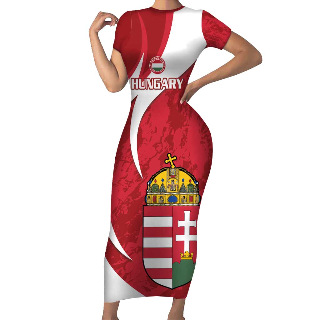 Custom Hungary Football Short Sleeve Bodycon Dress Go Magyarok - Curves Style - Wonder Print Shop