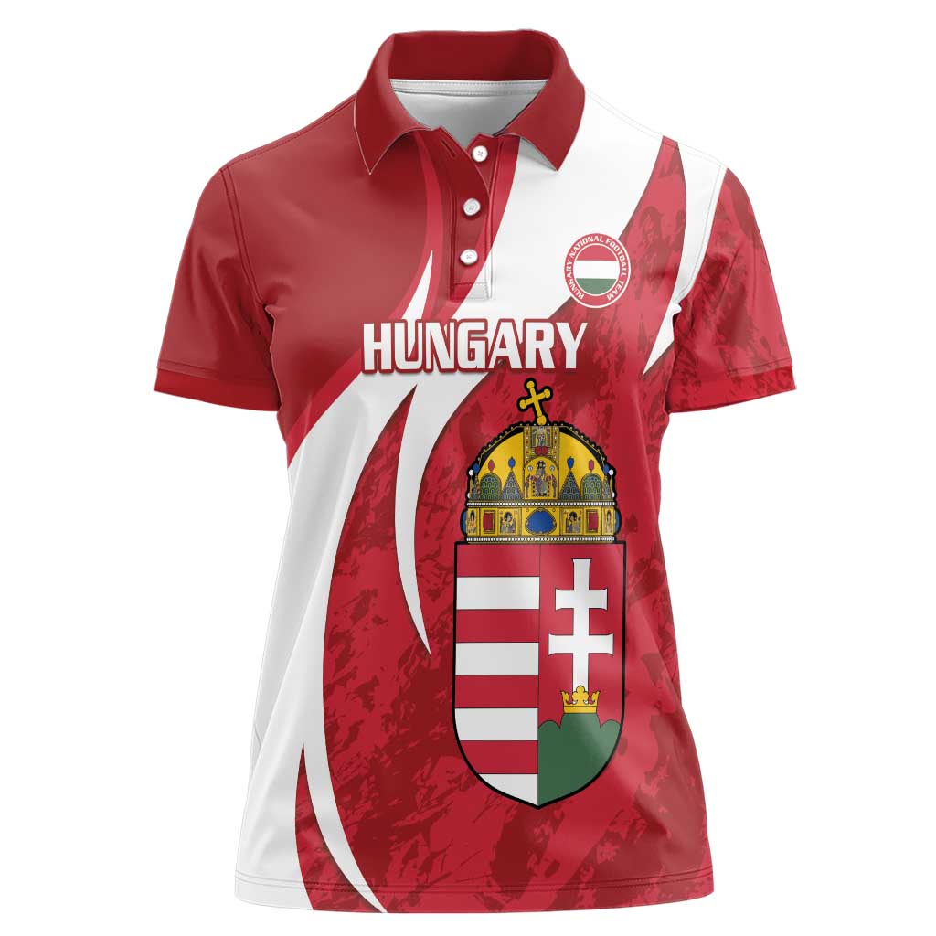 Custom Hungary Football Women Polo Shirt Go Magyarok - Curves Style - Wonder Print Shop