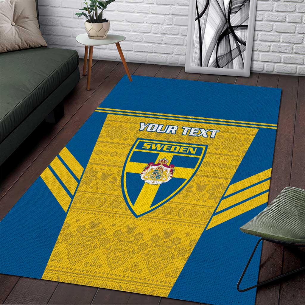 Custom Sweden Football Area Rug Go Blagult - Scandinavian Pattern