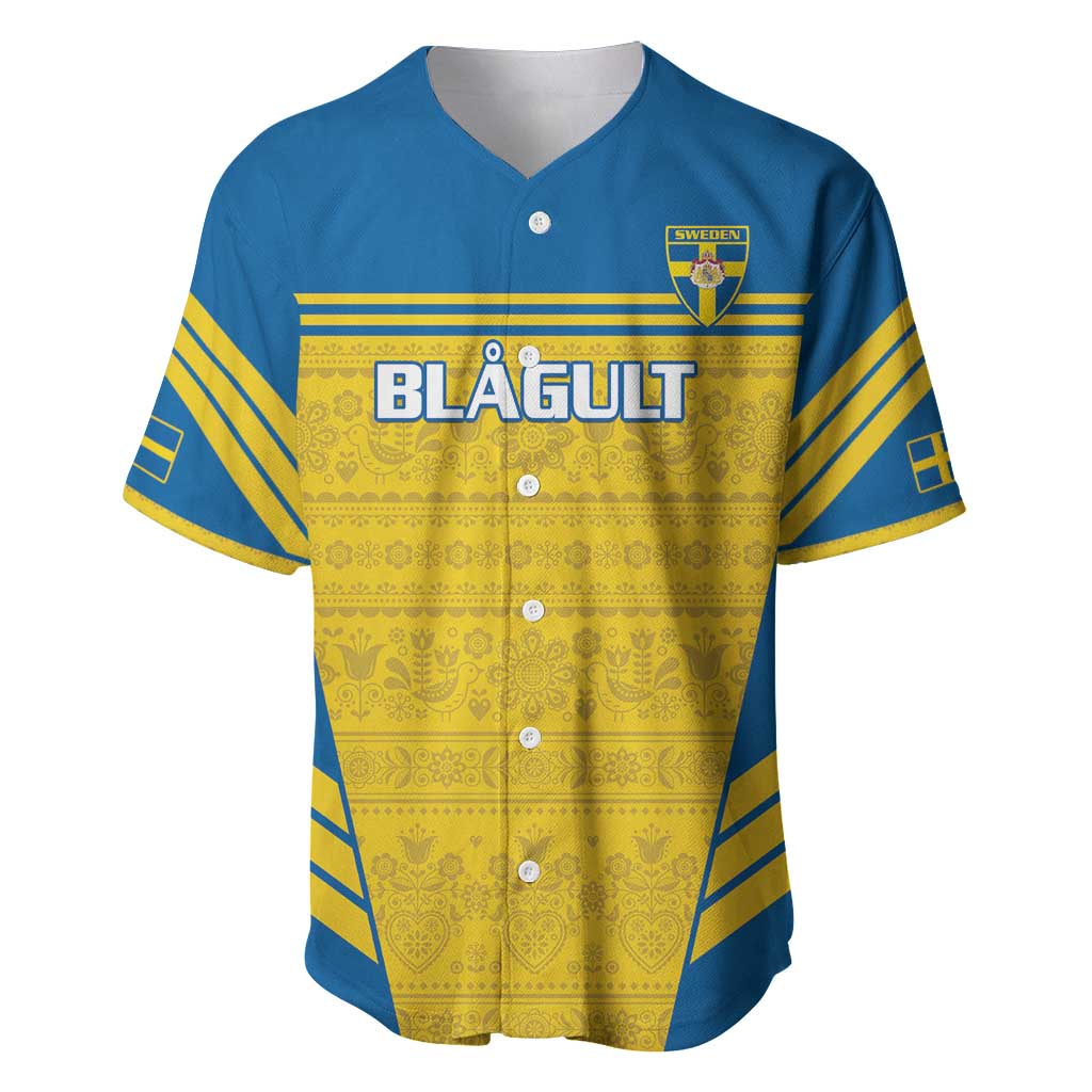 Custom Sweden Football Baseball Jersey Go Blagult - Scandinavian Pattern - Wonder Print Shop