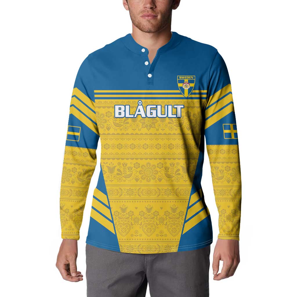 Sweden football button sweatshirt in blue and yellow with Blågult print