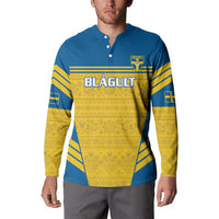 Sweden football button sweatshirt in blue and yellow with Blågult print