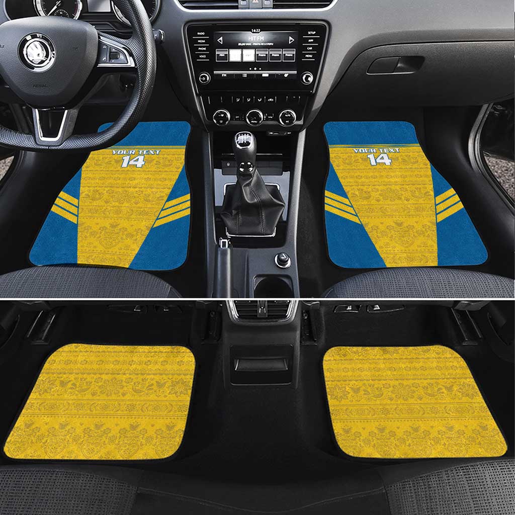 Custom Sweden Football Car Mats Go Blagult - Scandinavian Pattern - Wonder Print Shop