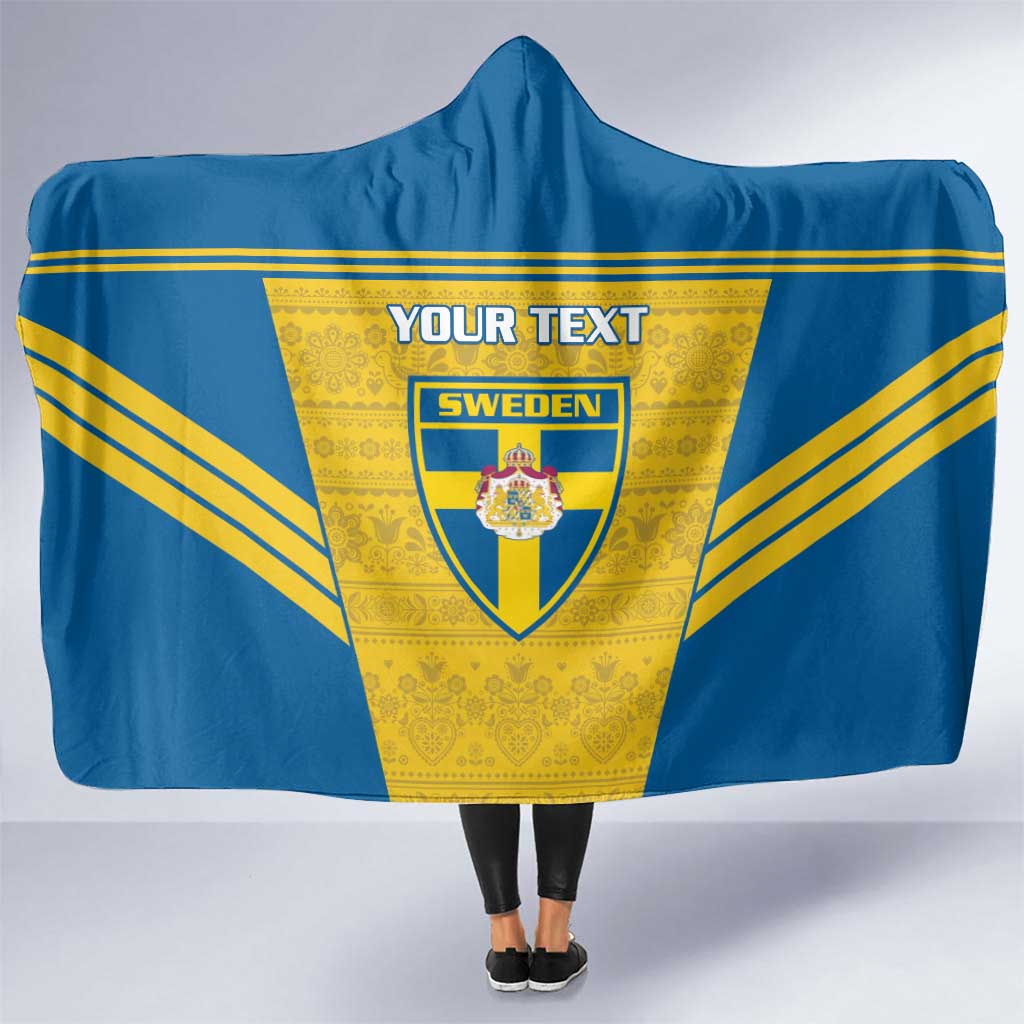 Custom Sweden Football Hooded Blanket Go Blagult - Scandinavian Pattern