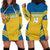 Custom Sweden Football Hoodie Dress Go Blagult - Scandinavian Pattern - Wonder Print Shop