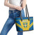 Custom Sweden Football Leather Tote Bag Go Blagult - Scandinavian Pattern - Wonder Print Shop