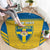 Custom Sweden Football Round Carpet Go Blagult - Scandinavian Pattern