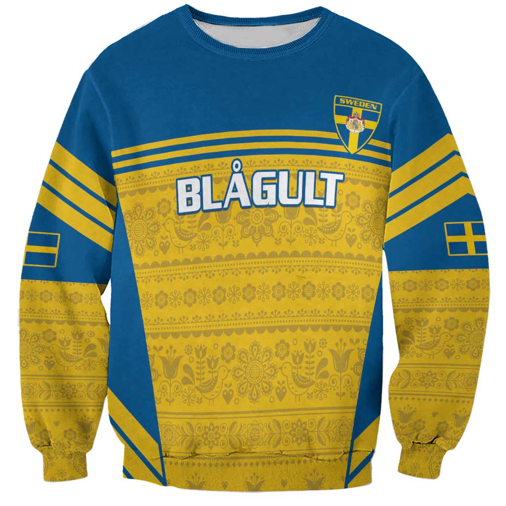 Sweden football sweatshirt with blue and yellow Scandinavian pattern