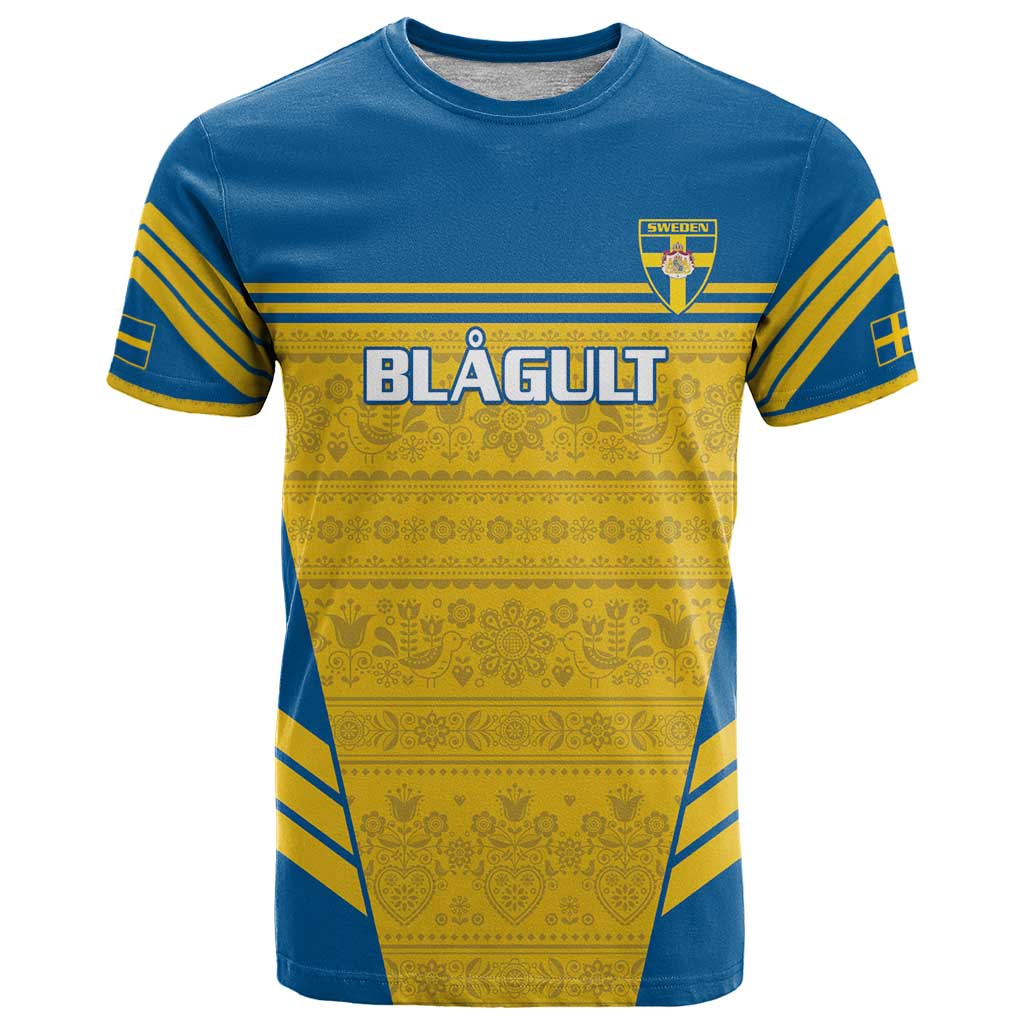 Custom Sweden Football T Shirt Go Blagult - Scandinavian Pattern