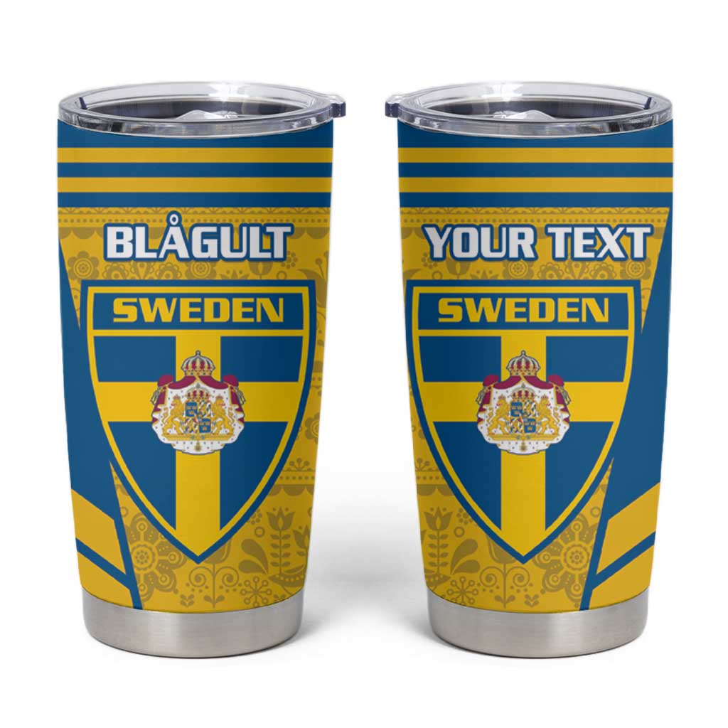 Personalised Sweden Football Tumbler Cup Go Blagult - Scandinavian Pattern