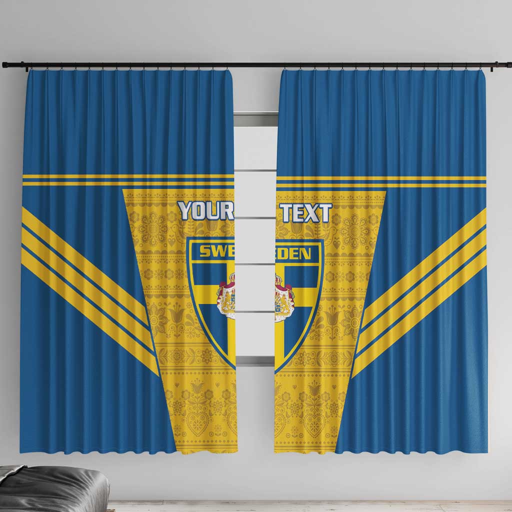 Custom Sweden Football Window Curtain Go Blagult - Scandinavian Pattern - Wonder Print Shop