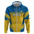 Custom Sweden Football Zip Hoodie Go Blagult - Scandinavian Pattern