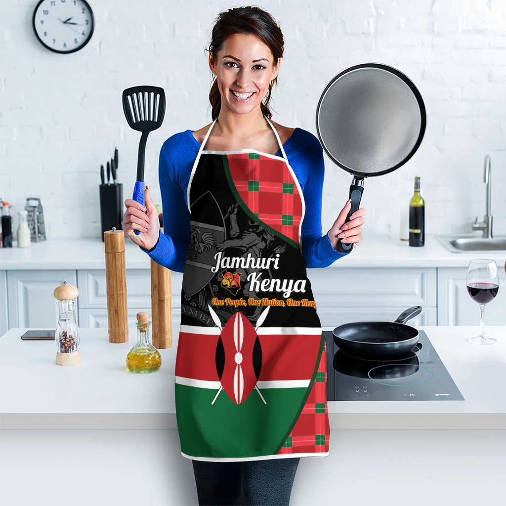 Kenya Jamhuri Day Apron One People One Nation Massai Shuka Pattern - Wonder Print Shop