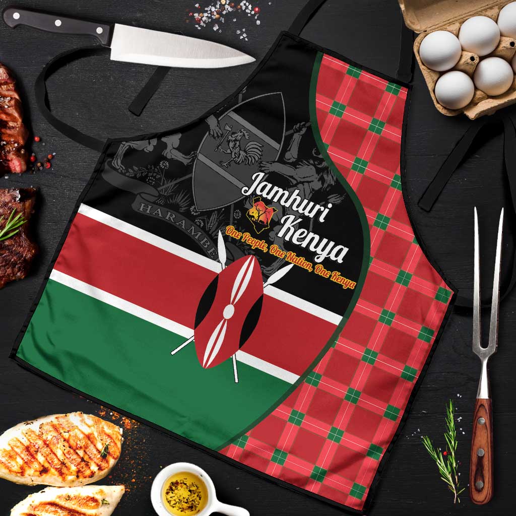 Kenya Jamhuri Day Apron One People One Nation Massai Shuka Pattern - Wonder Print Shop
