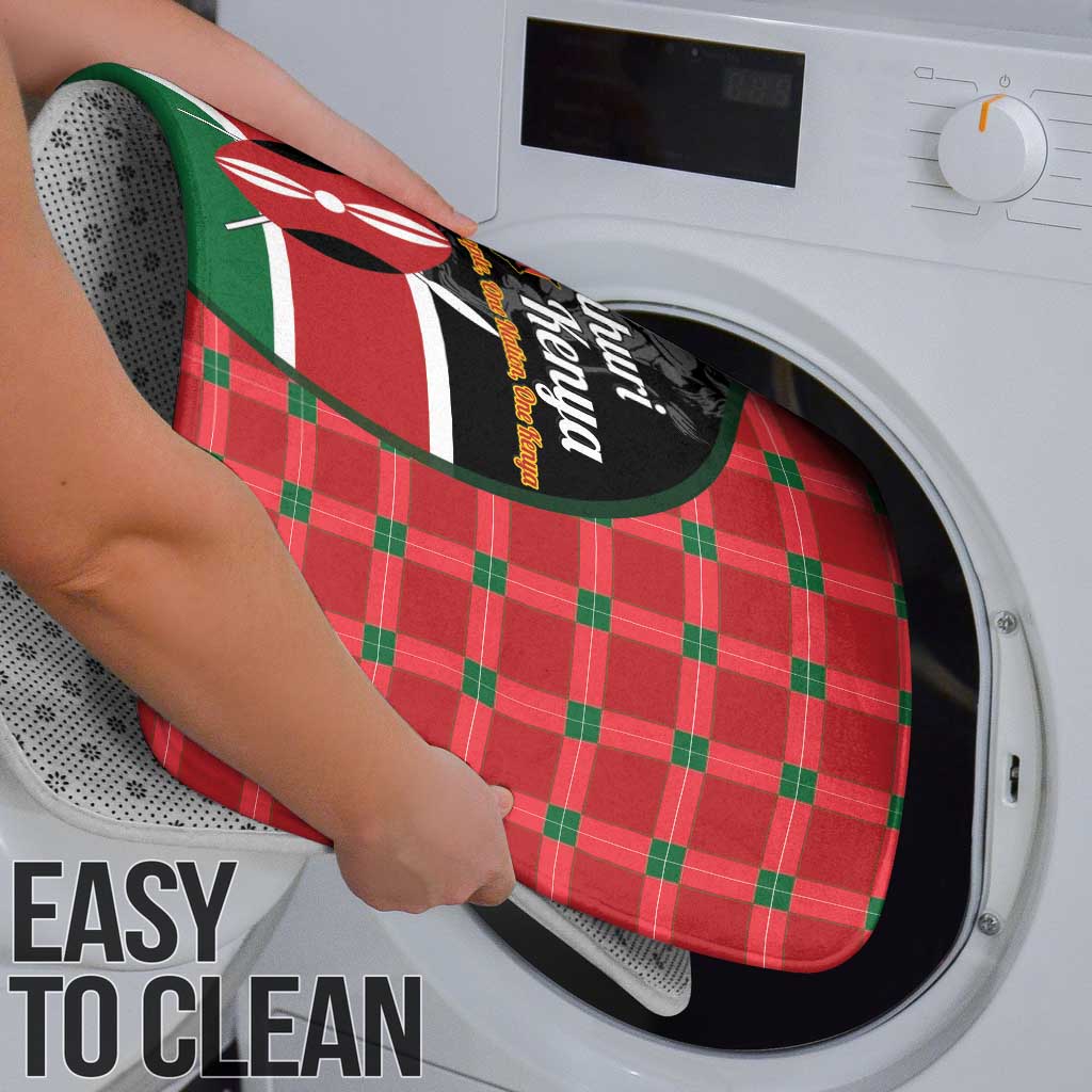 Kenya Jamhuri Day Bathroom Set One People One Nation Massai Shuka Pattern - Wonder Print Shop
