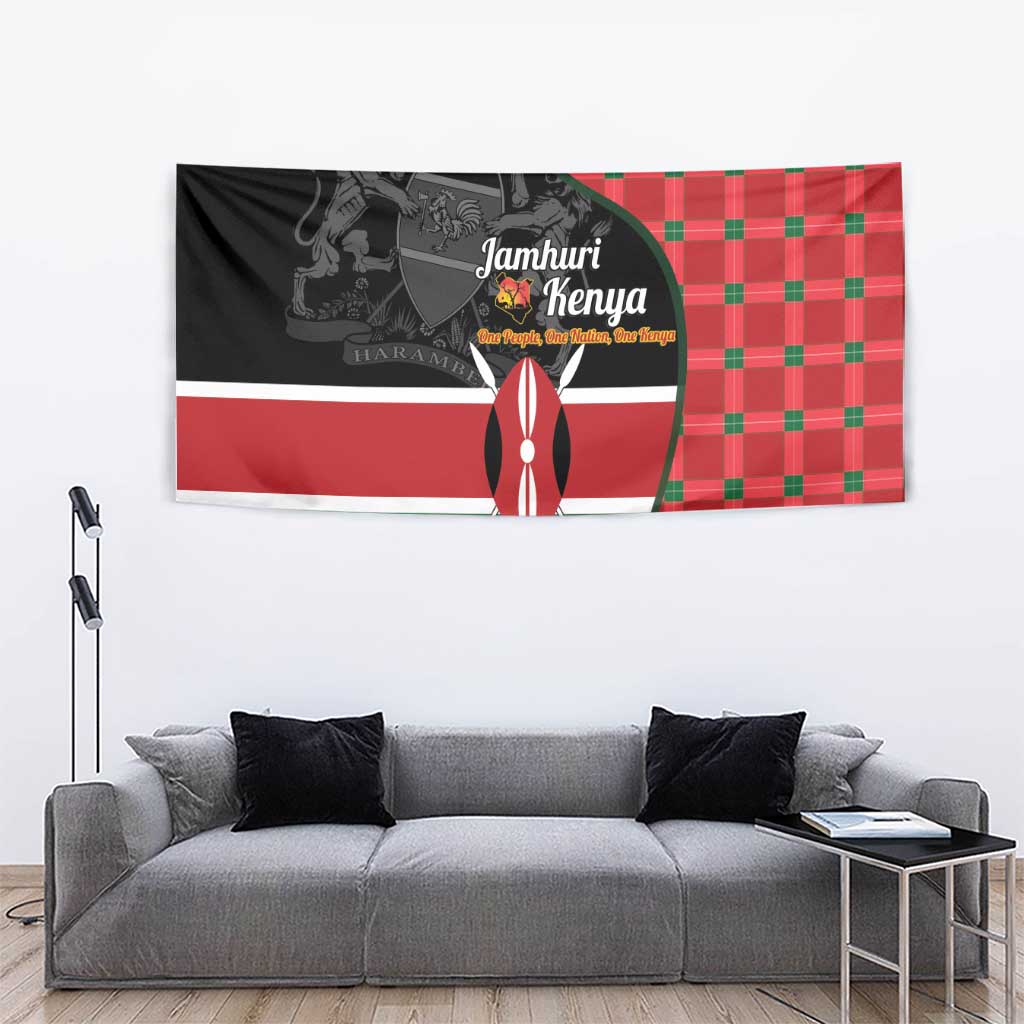 Kenya Jamhuri Day Tapestry One People One Nation Massai Shuka Pattern - Wonder Print Shop