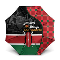 Kenya Jamhuri Day Umbrella One People One Nation Massai Shuka Pattern - Wonder Print Shop