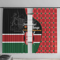 Kenya Jamhuri Day Window Curtain One People One Nation Massai Shuka Pattern - Wonder Print Shop