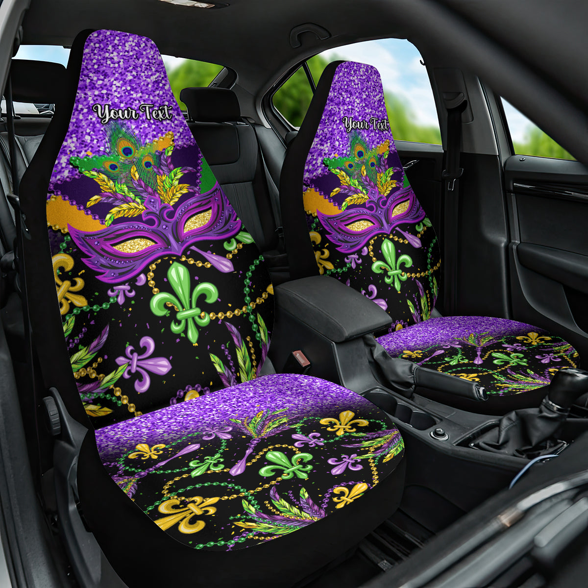 Personalised Mardi Gras Car Seat Cover Carnival Mask Happy Fat Tuesday - Wonder Print Shop