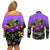 Personalised Mardi Gras Couples Matching Off Shoulder Short Dress and Long Sleeve Button Shirt Carnival Mask Happy Fat Tuesday - Wonder Print Shop