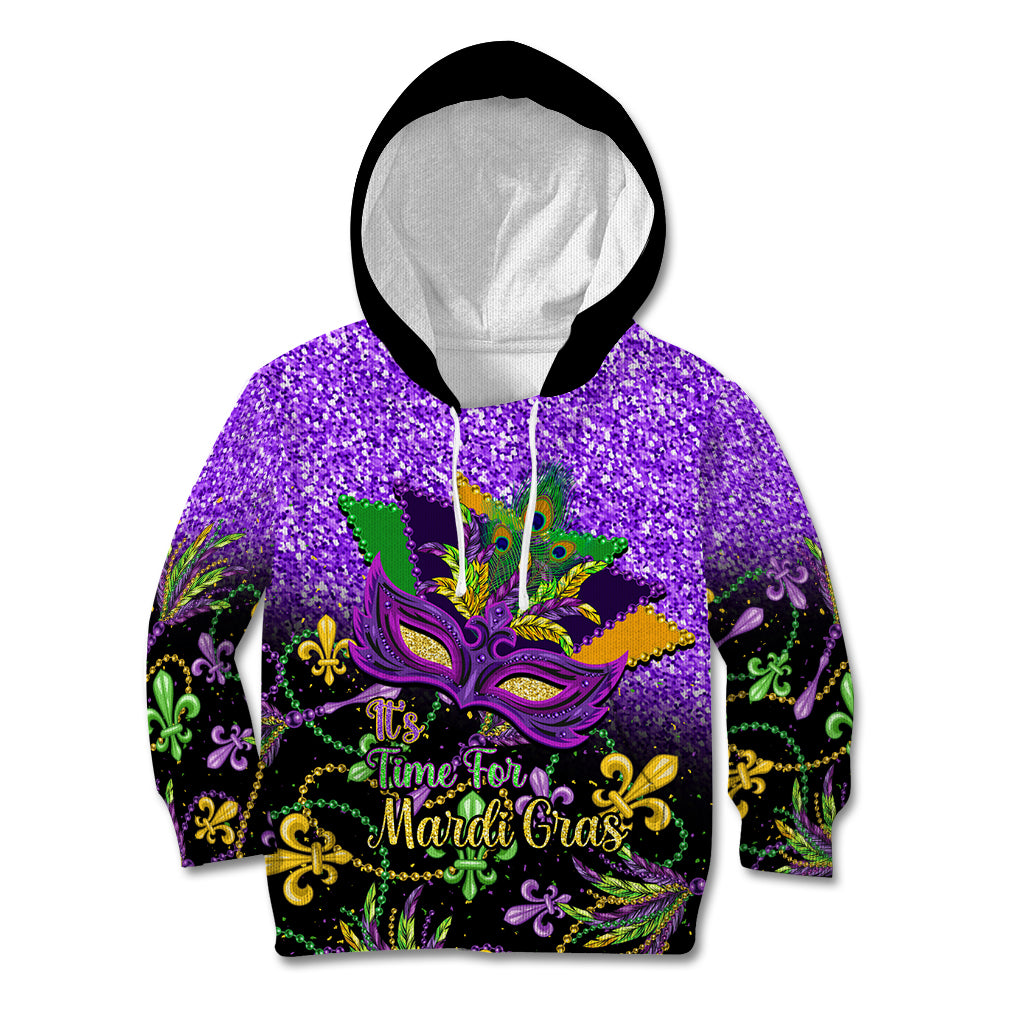 Personalised Mardi Gras Kid Hoodie Carnival Mask Happy Fat Tuesday - Wonder Print Shop