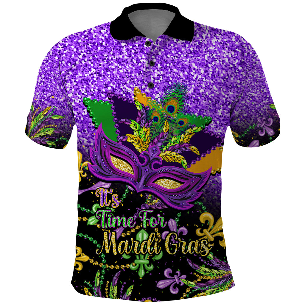 Personalised Mardi Gras Polo Shirt Carnival Mask Happy Fat Tuesday - Wonder Print Shop