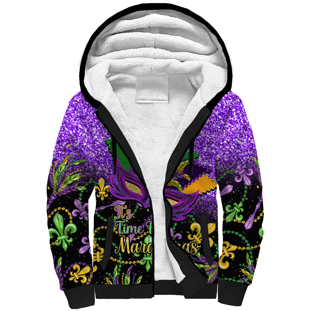 Personalised Mardi Gras Sherpa Hoodie Carnival Mask Happy Fat Tuesday - Wonder Print Shop