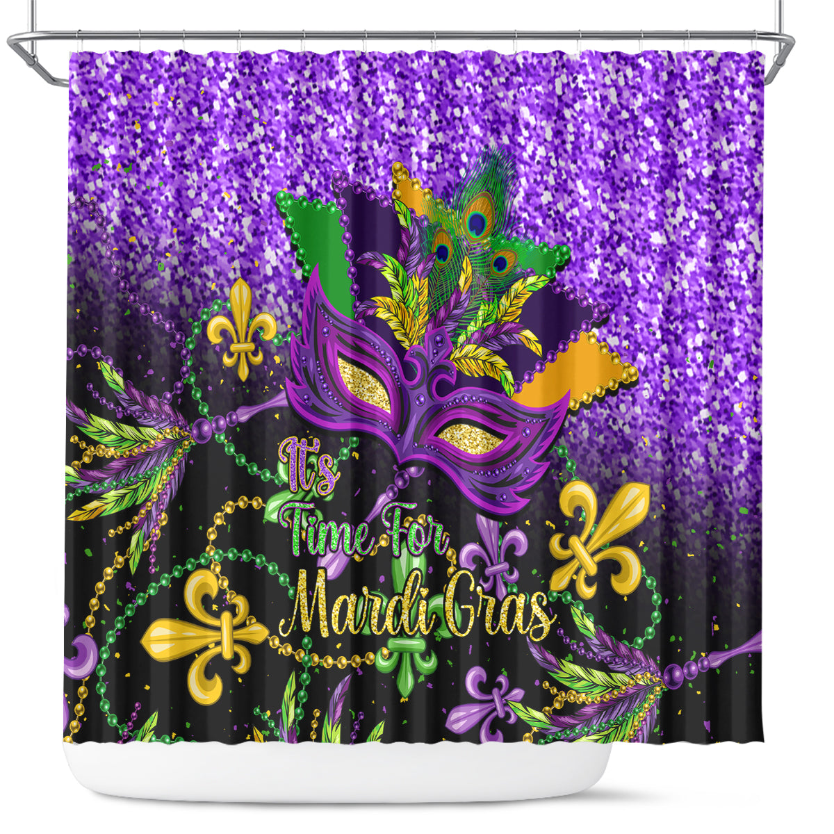 Personalised Mardi Gras Shower Curtain Carnival Mask Happy Fat Tuesday